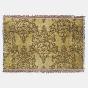 Damast-Distressed-rustikales Dunkelgelb-Gold Decke