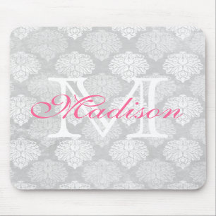 Damast-Druck-Girly Monogramm-Namen-Mausunterlage Mousepad