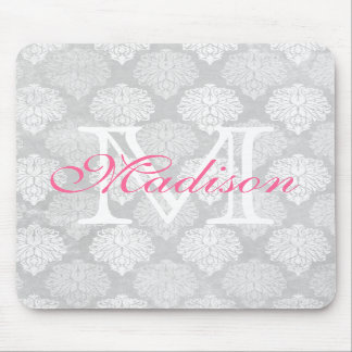 Damast-Druck-Girly Monogramm-Namen-Mausunterlage Mousepad
