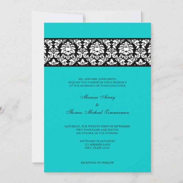 Damast Einladung (Vorderseite)