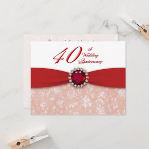 Damast-Einladung zur 40. Hochzeitstag-Feier Einladung