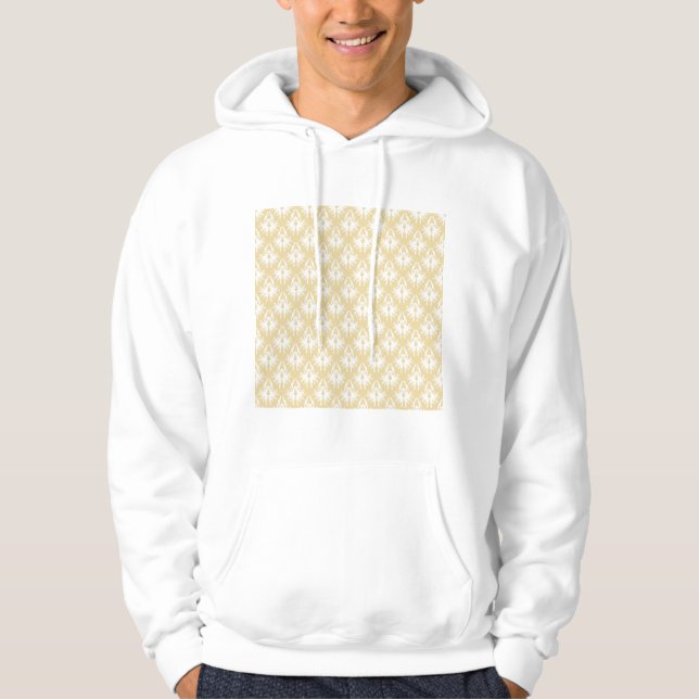 Damast-Entwurf. Weiß und Goldfarbe Hoodie (Vorderseite)