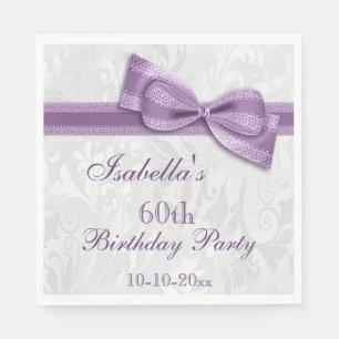 Damast & Falsche Schleifen Mädchen 60. Geburtstag Serviette