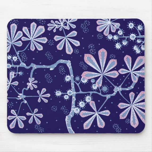 Damast-Frostblumen-Mauspad Mousepad (Vorne)
