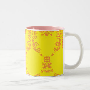 Damast gelb-orange zweifarbige tasse