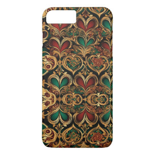 Damast-Herzen Gold Schwarz Karmesinrot Smaragdgrün Case-Mate iPhone Hülle