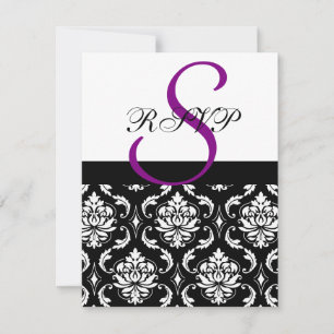 Damast-Hochzeits-RSVP-Karten in Lila RSVP Karte