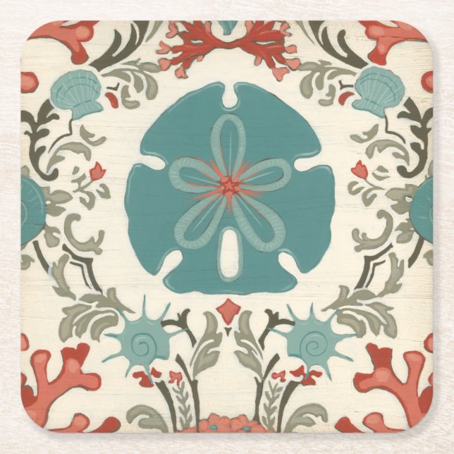 Damast II Rechteckiger Pappuntersetzer (Vorderseite)