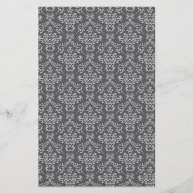 Damast in Grau Briefpapier (Vorderseite)