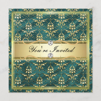 Damast-Karten-Schablone des elegantes GoldD2 Einladung