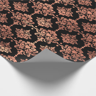 Damast-korallenrotes kupfernes schwarzes geschenkpapier