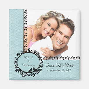 Damast-Liebe-Vogel-Foto-Save the Date Magnet