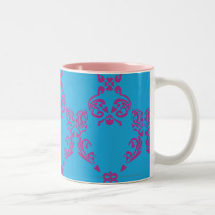 Damast Lila-Aqua Zweifarbige Tasse