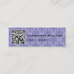 Damast lila QR CODE Minigeschäfts-Karten Mini Visitenkarte