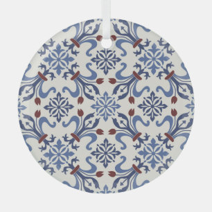 Damast-Majolika-Fliesendesign Ornament Aus Glas