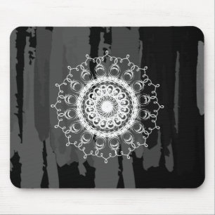 Damast MandalaSchwarz-Weiß-Aquarell Mousepad
