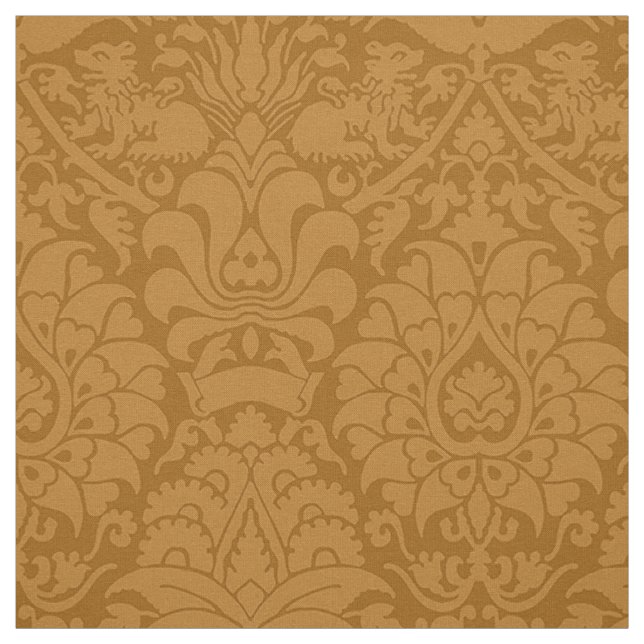 Damast mit Löwen, Burnt Caramel Stoff (Muster)