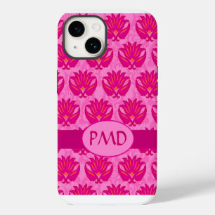 Damast Moderne Art Nouveau Rosa Monogramm Anfangsb iPhone 14 Hülle