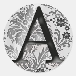 Damast-Monogramm-Aufkleber - zeichnen Sie A ab Runder Aufkleber