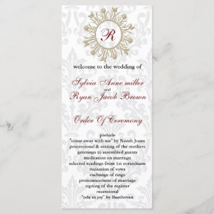 Damast MONOGRAMM Hochzeitsprogramm Programm