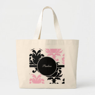 Damast-Monogramm-Taschen-Tasche Jumbo Stoffbeutel