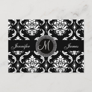 Damast-Monogramm UAWG Karten für Quadrat laden ein