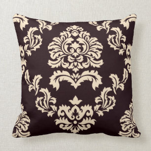 Damast-Muster Brown und Beige Kissen