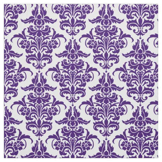 Damast-Muster - Deep Purple auf Weiß Stoff (Muster)