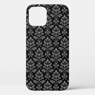 Damast-Muster Feuille grau auf schwarz Case-Mate iPhone Hülle