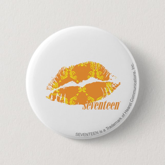Damast orangegelb button (Vorderseite)