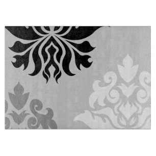 Damast-Ornament-Montage Monochrom I Schneidebrett