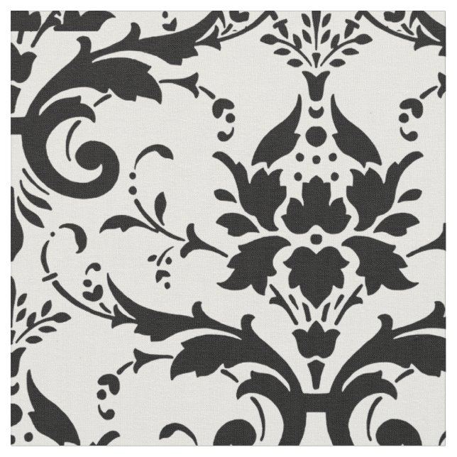 Damast-Ornament-Schwarz-Weiß-Design Stoff (Nahaufnahme)