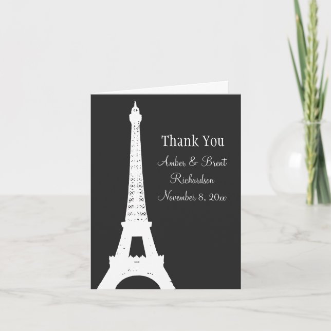 Damast Paris danken Ihnen zu kardieren Dankeskarte (Vorderseite)