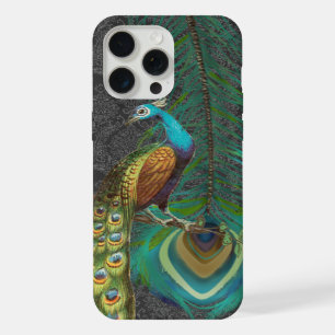 Damast-Pfau & Feder - Sie wählen die Farbe iPhone 15 Pro Max Hülle