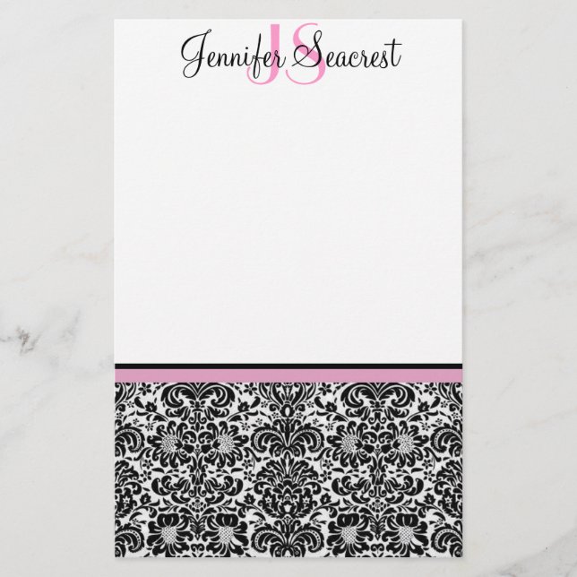Damast, rosa briefpapier (Vorderseite)