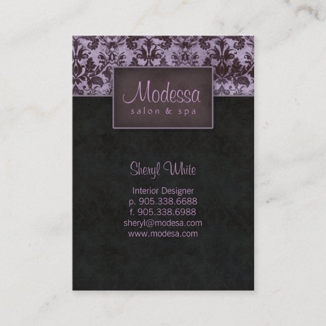 Damast-Salon-Wellness-Center-Verabredungs-Karte Terminkarte (Vorderseite)