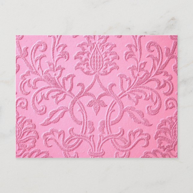 Damast Samt rosa gürlich viktorianische Muster Tex Postkarte (Vorderseite)