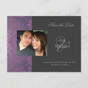 Damast Save-the-Date-Fotopostkarten, Ankündigungspostkarte