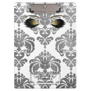 Damast Silber Gold Make-up Augen Wimpern Personali Klemmbrett