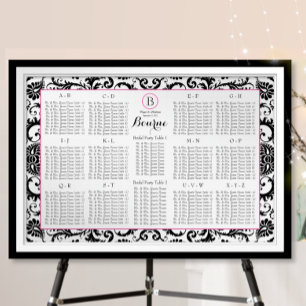 Damast-Sitzplan-Tischnummern - Alphabetisch Poster