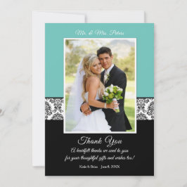 Damast und aquamarine (JEDE AKZENT FARBE) Hochzeit Dankeskarte