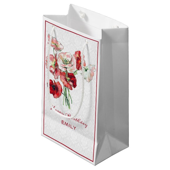Damast und Bouquet Kleine Geschenktüte (Vorderseite Schrägansicht)
