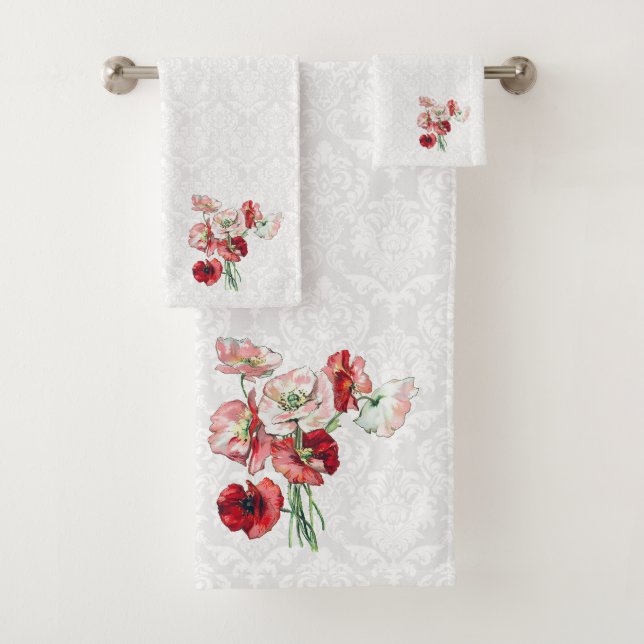 Damast und farbenfrohe Blume Badhandtuch Set (Insitu)