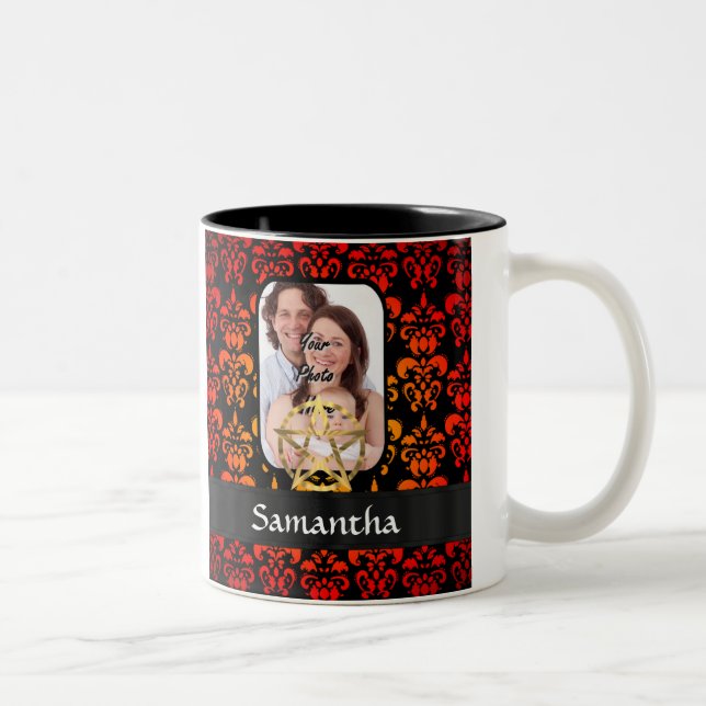 Damast und Pentagramm Zweifarbige Tasse (Rechts)