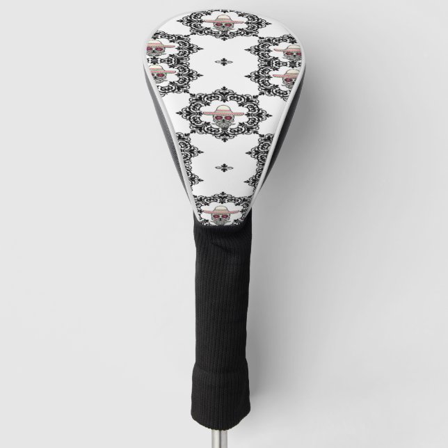 Damast und Schädel Golf Headcover (Vorderseite)
