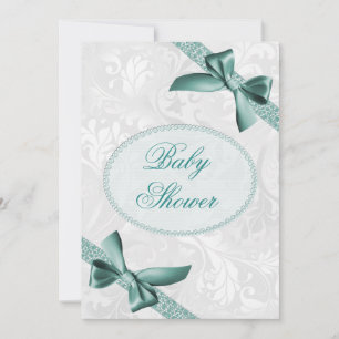 Damast und Schleifen Baby Shower Einladung