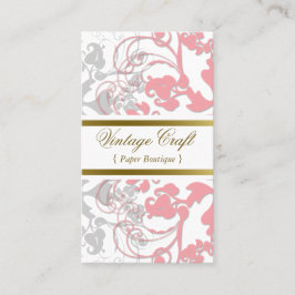 Damast-Vintage Blumen blühen Chic-rosa elegantes Visitenkarte