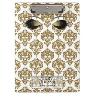 Damast Weißgold Make-up Augen Wimpern Personalisie Klemmbrett