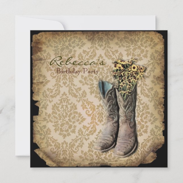 Damast Western Einladung (Vorderseite)