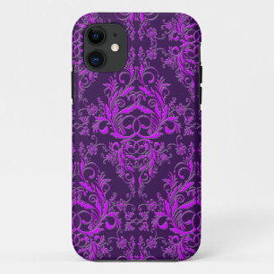 Damast-Wildblumen, prägeartiges Metall in Lila Case-Mate iPhone Hülle